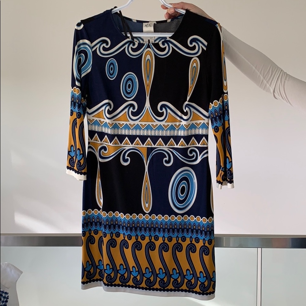Ali Ro Blue Patterned Dress Size 2